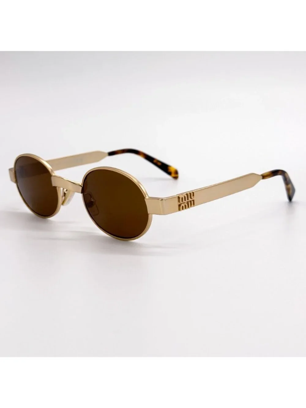 New Miu Miu MUB51S 22M20V Gold Women Round Sunglasses SMU B51